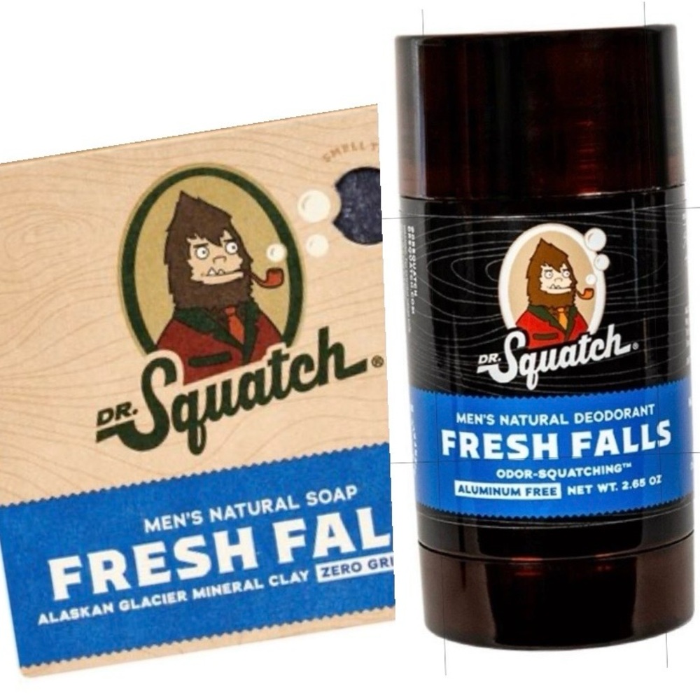 Dr. Squatch Fresh Falls Men's Natural Deodorant - Blue and Brown